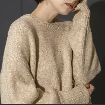 OPAQUE.CLIP 스팽글 미들 게이지 니트 택 포함 새상품