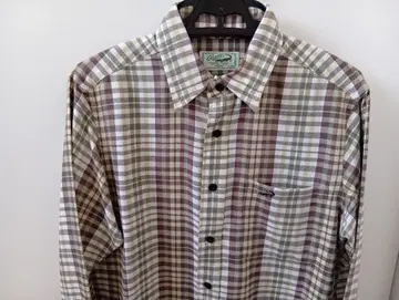 Crocodile 체크 무늬 긴팔 셔츠 (브라운 그린)