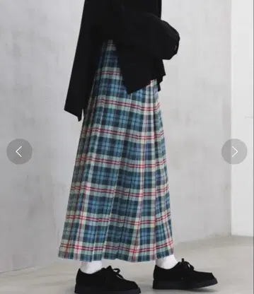 LEPSIM 체크 플리츠 스커트 롱 스커트 체크