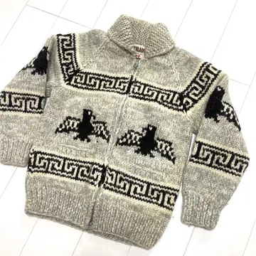 80s 캐나다제 TUAK 썬더버드 카우친 집업 니트 울