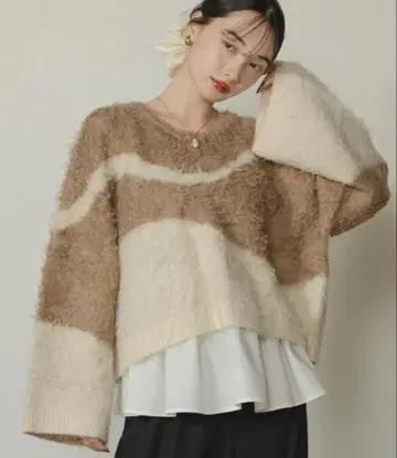 hinari 뉴앙스 샤기 니트 모카