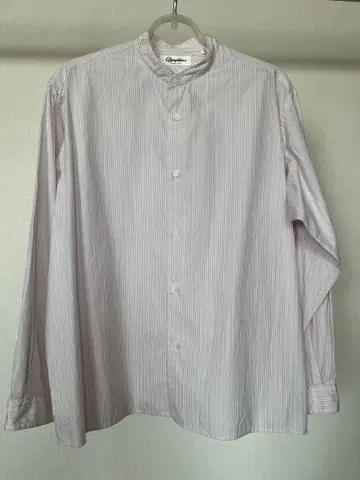 Gymphlex 멀티 스트라이프 밴드 카라 셔츠 핑크 계열