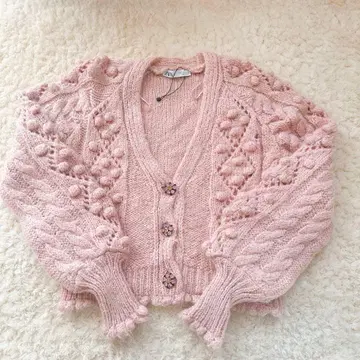 미사용 새상품 택 포함 ZARA 니트 가디건 팝콘 니트 가디건