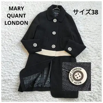 레트로 마리콴트 런던 바이컬러 코트 38 M 블랙 일본제