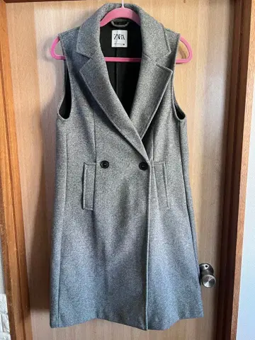 ZARA 더블 브레스트 베스트 그레이 롱