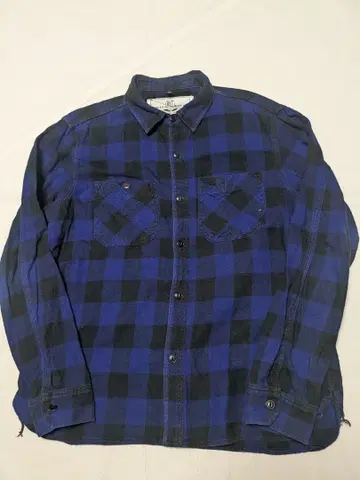 ROGUE TERRITORY 체크 무늬 플란넬 셔츠 박스형 빈티지