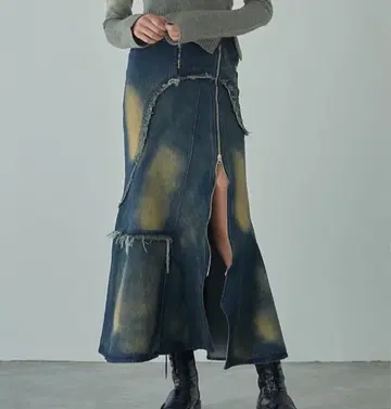 VIVAMUS APYMMETRY DAMAGE MAXI SKIRT