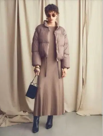 Mila Owen 2way 보트넥 리브 니트 플레어 원피스