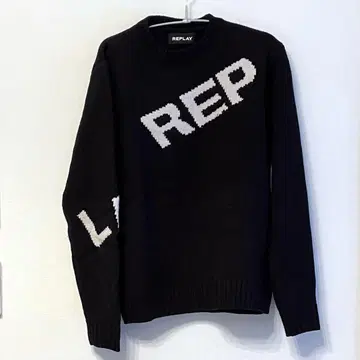 REPLAY 로고 자카드 스웨터 Black 사이즈 S