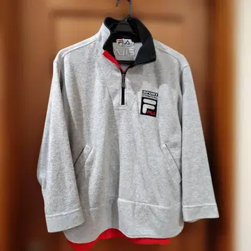 90s FILA 휠라 하프 지퍼 풀오버 그레이 자수 S