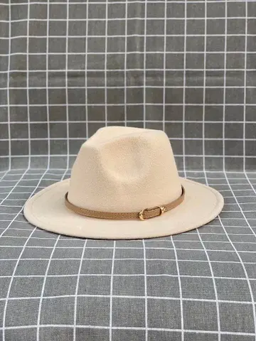 베이지 페도라 햇 벨트 포함 59-61cm