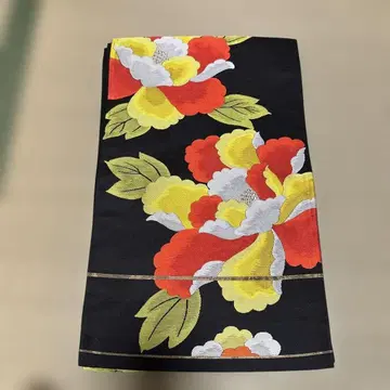 꽃무늬 후쿠로 오비 블랙 베이스