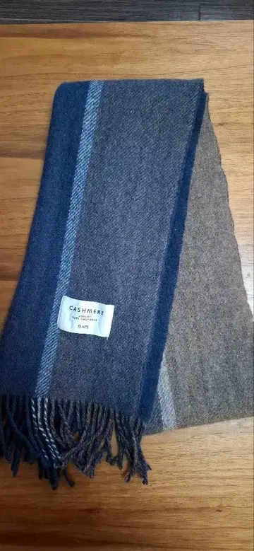 캐시미어 스트라이프 머플러 네이비 브라운