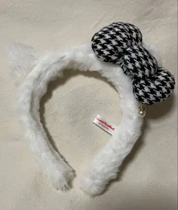 산리오 키티 하운드투스 체크 패턴 리본 머리띠