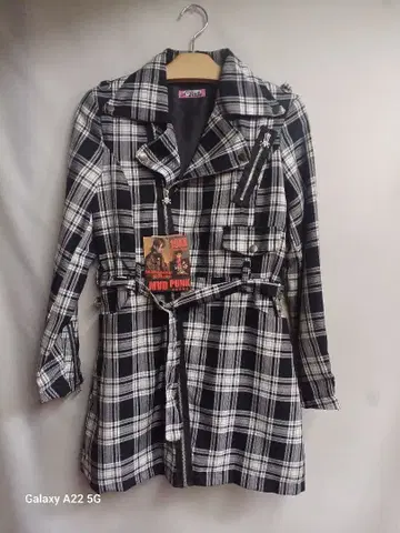 MAD Garl 라이더형 블랙X화이트 타탄 체크 자켓 free