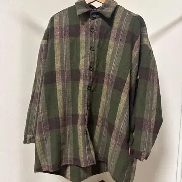 오버 사이즈 울 혼방 체크 아우터 셔츠