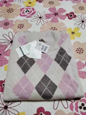 아가일 패턴 터틀넥 니트 100% 메리노울