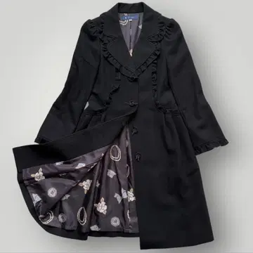 새상품급 엠즈 그레이시 울 코트 프릴 리본 A라인 블랙