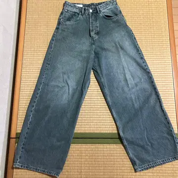 라이트 블루 데님 와이드 레그 팬츠