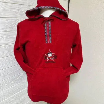 베티  부프 빨간색 후드 부착 플리스