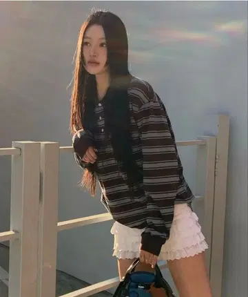 ROCKCAKE Striped Polo T-Shirt - Brown