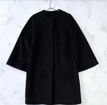 인기 플라주 plage 블랙 노카라 롱 코트 S