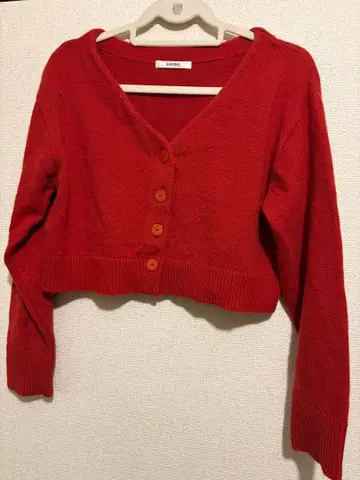 SNIDEL 레드 크롭 가디건