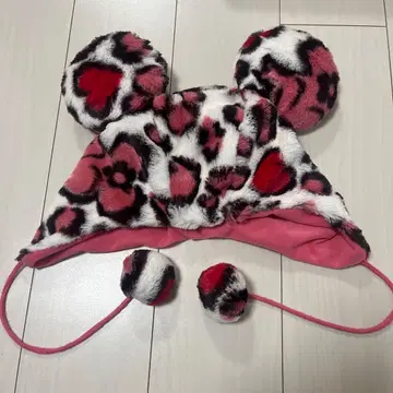 디즈니 팬 캡 레오파드 무늬 화이트 핑크