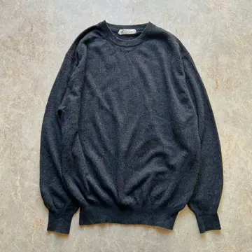 캐시미어 100% 크루넥 스웨터 니트 차콜 그레이 L