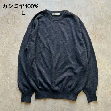 캐시미어 100% 크루넥 스웨터 니트 차콜 그레이 L