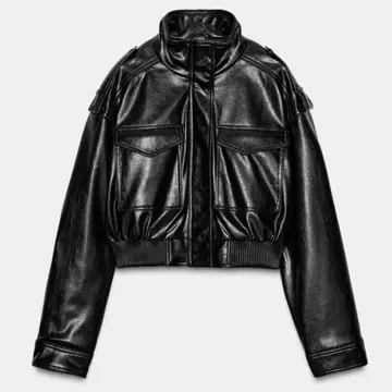 ZARA 스트랩 페이크 레더 자켓