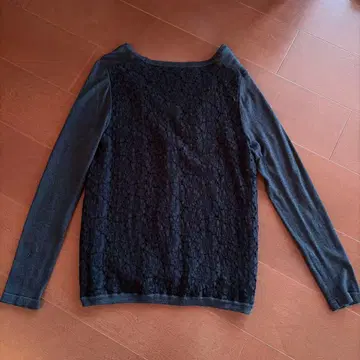 다크 그레이 긴팔 니트 레이스 가디건