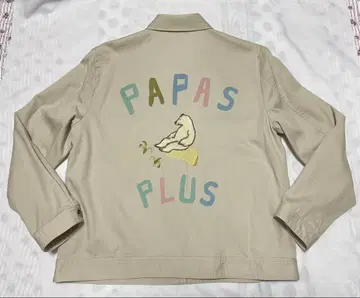 NON NO 베이지&체크 무늬 블루종