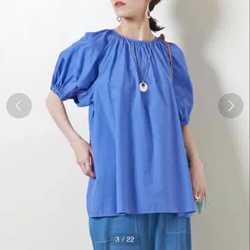 UNITED ARROWS 코튼 실크 벌룬 슬리브 블라우스