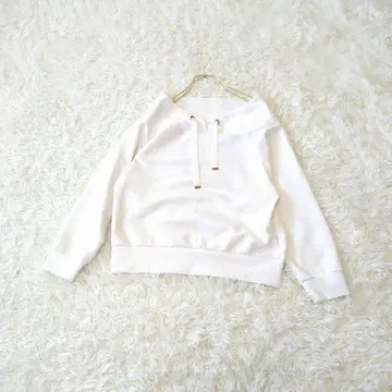 12 Twelve Agenda 엘르 후드풍 9부 소매 풀오버 화이트