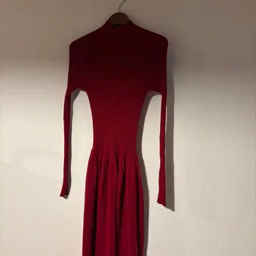 유니클로 리브 니트 레드 롱 원피스 S