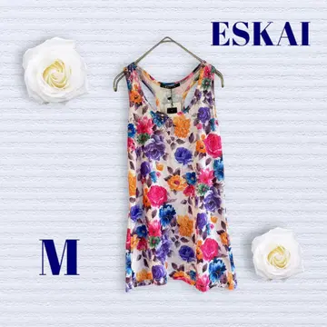 [새상품급] ESKAI 여성용 탱크탑 꽃무늬 올 패턴 M 사이즈 택 포함