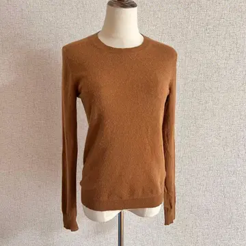 UNIQLO/브라운 캐시미어 100% 니트 크루넥 스웨터 M