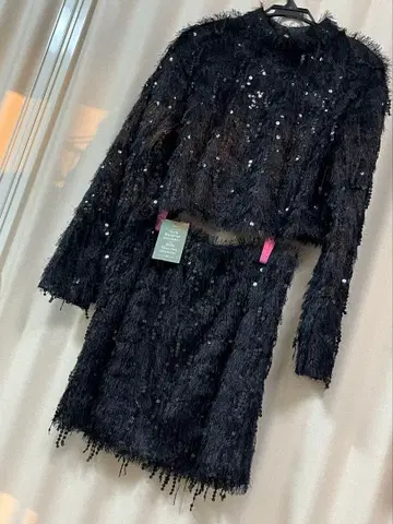 zara 블랙 프린지 스팽글 셋업