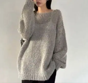 CLANE HALF SHEER LOOSE MOHAIR KNIT TOPS