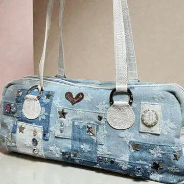 [ 레어 ] Think Bee! 핸드백 데님 패치워크 비쥬