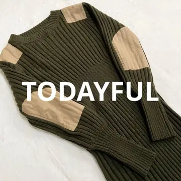 TODAYFUL 절개 리브 니트 롱 원피스 38 카키