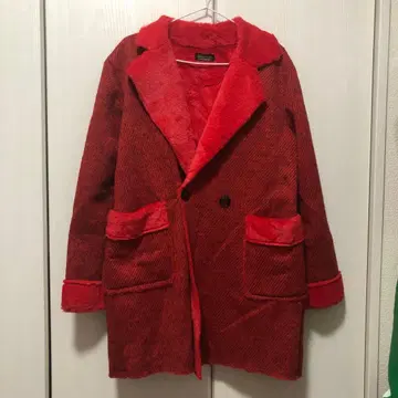 빨간색 퍼 체스터 코트