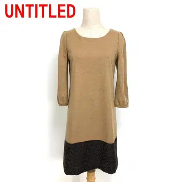 A5499 언타이틀 무릎 기장 원피스 7부 소매 울 베이지 2