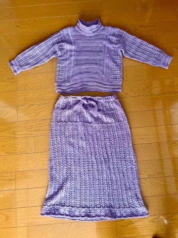 라벤더 스웨터 스커트 셋업