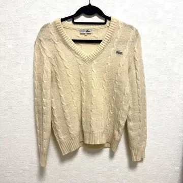 LACOSTE 아이보리 V넥 니트 스웨터 사이즈 2