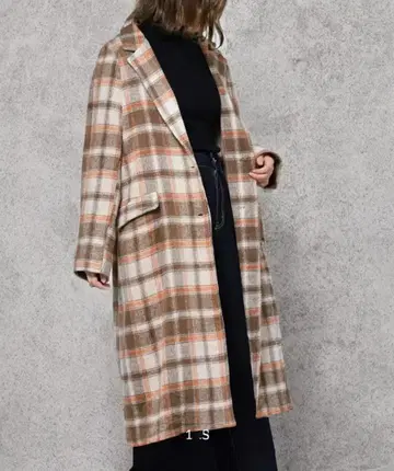 RETRO GIRL 체크 무늬 롱 코트