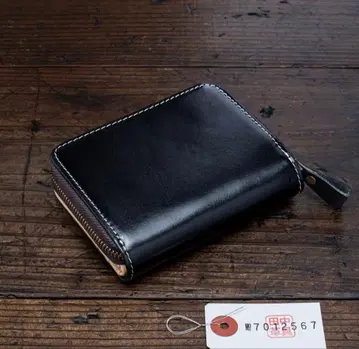 [천연 가죽] 이탈리아 가죽 라운드 지퍼 컴팩트 남성용 지갑 이단 접이