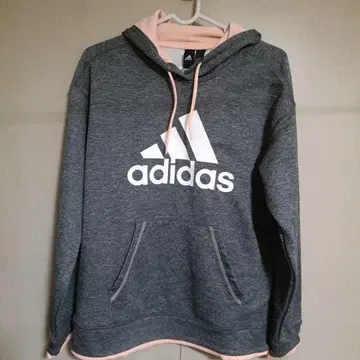 adidas 후드 부착 후드티 그레이/핑크