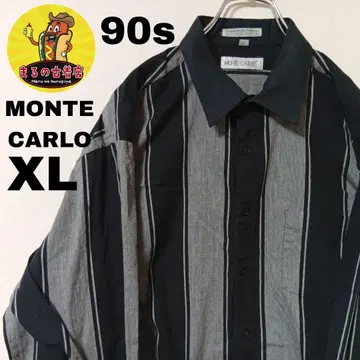 USA 구제 의류 MONTE CARLO 긴팔 버튼 셔츠 XL 블랙 그레이